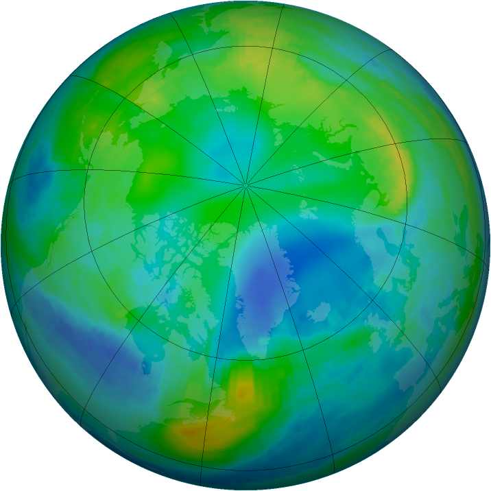 Arctic ozone map for 14 November 1990
